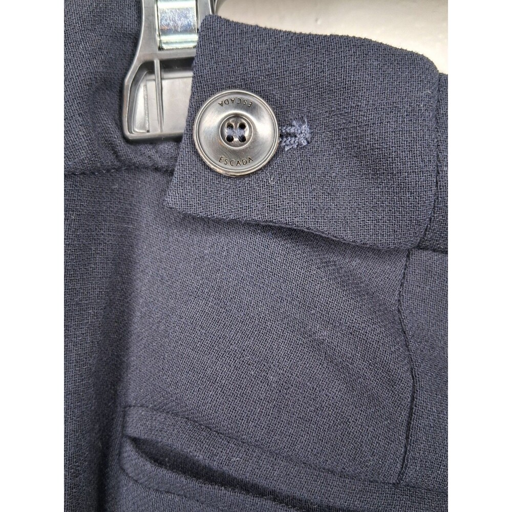 Escada Womens Navy Blue Virgin Wool Stretch Pants Size 44 Office Career - Picture 9 of 16